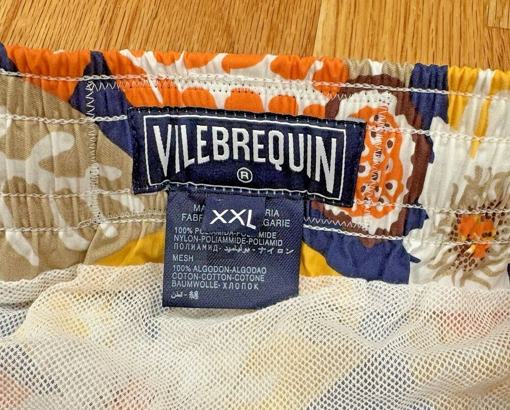 NWT VILEBREQUIN Swim Trunks Men's XXL-2XL Moorea Shorts Blue Orange Drawstring - Picture 9 of 16